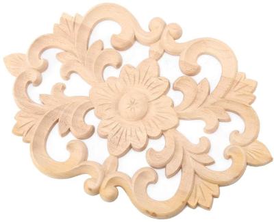 China Europe wood carving decals, natural unpainted, suitable for door frame, home, wall decoration for sale