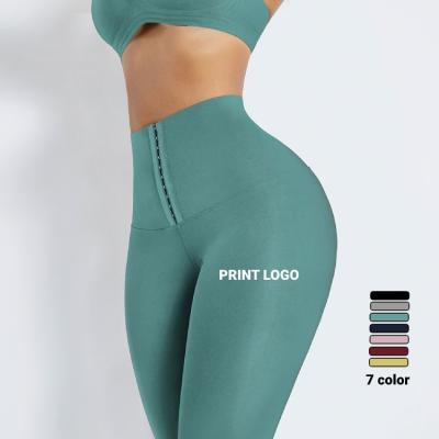 China Logo Waist Yoga Pants Waist Trainer Corset Leggings Women Fitness Wear Antibacterial Custom Tight Slim Trimmer Compression Waist Trainer for sale