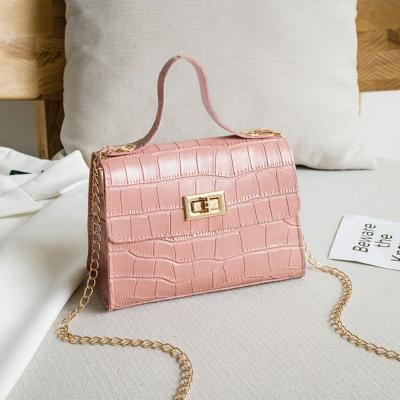 China Leisure Stone Ladies Fashoion Pattern Solid Latch Shoulder Hand Clips Handbags for sale