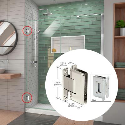 China Lange levensduur 90 graden Frameless Brass Pivot Glass Screen Door Shower Hinges voor douche hutten Te koop