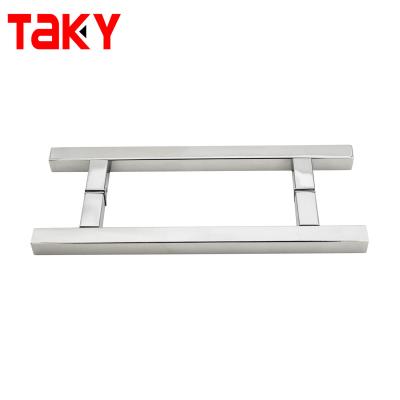 China Villa Square Glass Door Handle Stainless Steel 304 Chrome Handle For Tempered Glass Door for sale