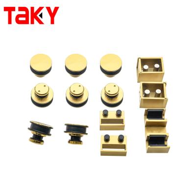 China Enhance Your Bathroom with Gold Color Frameless Sliding Shower Door Hardware Fittings for sale