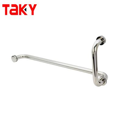 China Round Tube L Shape Handle Stainless Steel Bathroom Glass Shower Door Handle for sale