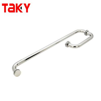 China Stainless Steel 304 Shower Room L Type Door Handle Polished Chrome Shower Glass Door Handle for sale