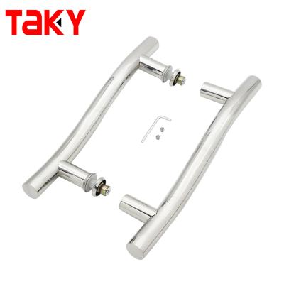 China S-shaped tubular design Polished Mirror stainless steel Shower Glass Door Handle for sale