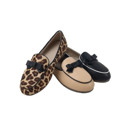 China Other Other New Design Chevrotin High End Leather Loafer Flats Girls Bows Girls Leather Shoes Leopard Horse Hair Stylish Shoes for sale