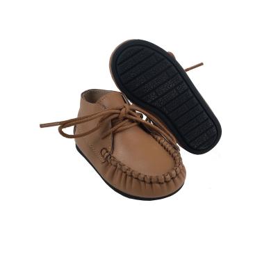 China 2022 new arrival high-end leather baby flat casual shoes scare babies and boys moccasin shoes leather lace-up baby for sale