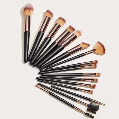 China High Quality Professional Smudge Brush Makeup Powder Brush 16 Pieces Wooden Synthetic Hair Handle Black Makeup Brush Tool for sale