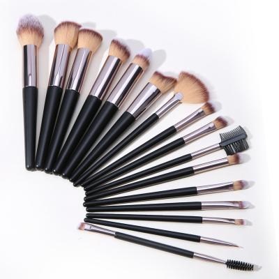 China Premium Smudge Brush Makeup Set Brush 16 Pieces Nylon Hair Matte Aluminum Tube Smooth Handle Black Soft Makeup Brush for sale