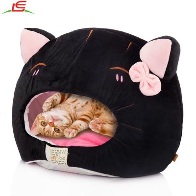 China Viable Plush Cat Shape Cave House Bed with Protection for Kitty Dog Pet Puppy for sale