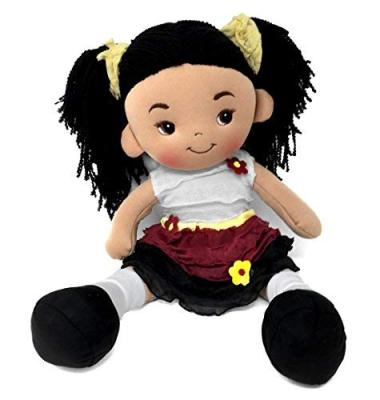 China Soft Plush Cloth Girl 16 Inch Stuffed African Black Rag Doll Customized Toy for sale