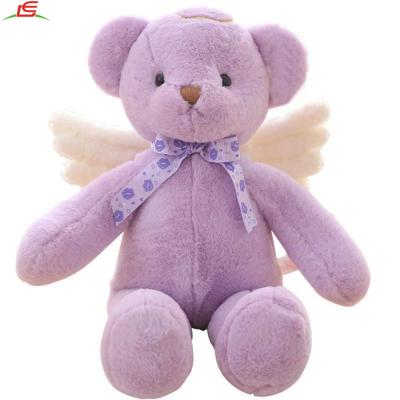 China Mini Toy Angel Animals Cute Soft Plush Stuffed Little Teddy Bear with White Wings for sale