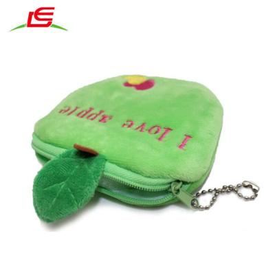 China Wholesale Custom Cheap Soft Plush Apple Coin Purse Wallet Waterproof With Clasp for sale