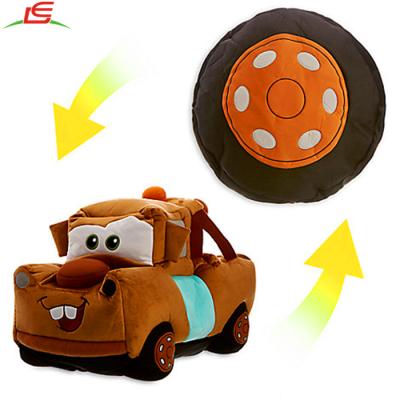 China Hot Selling Soft Plush Cars Changed Into Reversible Tire Cushion Plush Toy for sale