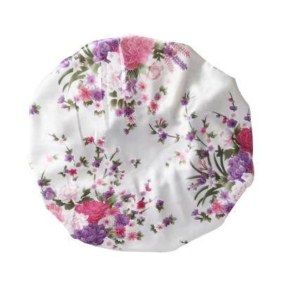 China Silky Warm Single Wide Band Satin Sleep Flower Silky Bonnet for sale