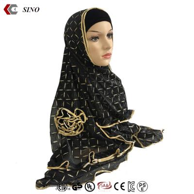 China Multifunctional Used Golden Muslim Headscarf Hat For Women Arabic Hijab Hood Custom Islamic Bandana Bib Hat Turban Hat Customize Design for sale