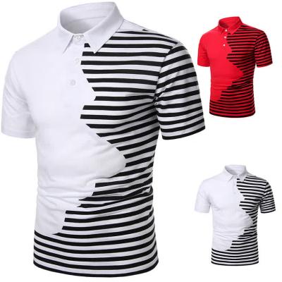 China Polo Shirts Men's Plain Anti-Wrinkle Polo Shirt Short Sleeve Embroidered Polo Tee Summer High Street Man Stripped Casual Knitted Shirts for sale