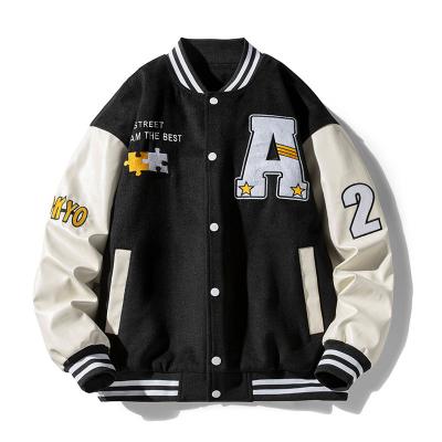 China Anti-wrinkle American vintage baseball jacket men's and women's couple national fashionable label stitching fashionable ins jacket for sale