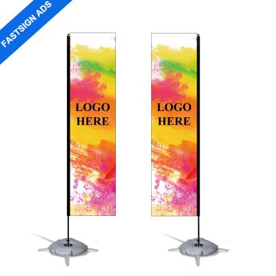 China Hotel and Resort FASTSIGN 14ft Polyester 110g Fabric Custom Printed Rectangle Aluminum Blade Event Pole Flags for sale