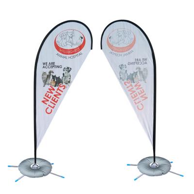 China Hotel and resort open sale teardrop flying flag promotional banner with cross base for sale