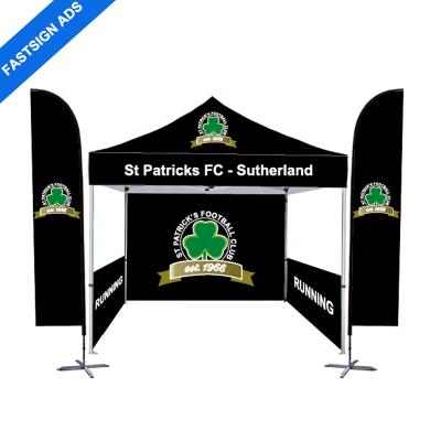 China Outdoor Advertising Display FASTSIGN Custom Printed 10ft 15ft 20ft 600D Oxford Aluminum Folding Tent Cover Gazebo For Sports Events for sale