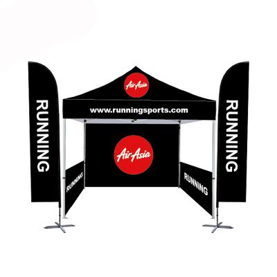 China Outdoor Advertising Display FASTSIGN 10x10 Steel Red Frame 300D Folding Canopy Tent For Promotional Events for sale