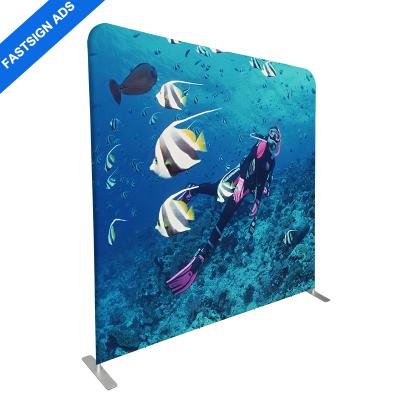 China 210G tensile fabric FASTSIGN custom printed 8ft aluminum straight shape tensile fabric display backdrop wall for sale