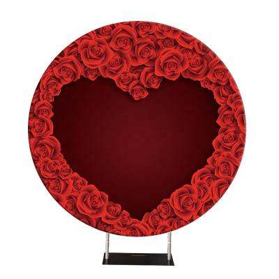 China 200G Stretch Fabric FASTSIGN 7ft Portable Round Wedding Backdrop Stand Flower Banner Wall Stage Backdrop Stand for sale