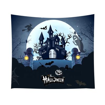 China Minimalist Home Decoration Tapestry Halloween Evening Moon Castle Tapestry For Party for sale