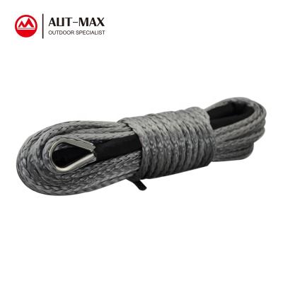 China Hot Sale AUTOMATIC 3/8in x 100ft 18000LBs Durable AUTMAX Gray Synthetic Winch Rope Cable with Protective Sleeve for sale