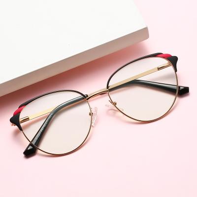 China For Glasses Ready To Ship Optical Frames Blue Light Blocking Glass Women's Vintage Metal Frame Cat Eye Glasses for sale