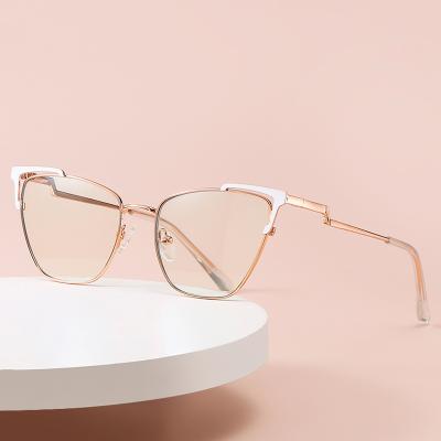 China For 2022 Blue Lightweight Cat Eye Eyeglasses Frame Computer Glasses Metal Filter Blocking Glasses Eye Glasses For Women for sale