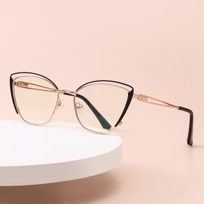 China Optical Frames For Myopia Cat Eye Eyewear Blue Light Blocking Glass Hippie Metal Eyeglasses Women Glasses for sale