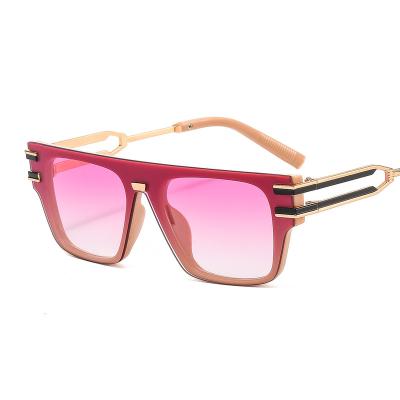 China Fashion Sunglasses 2022 New Top Fashion Glass One Piece Sunglasses For Women Men With Square Trendy Luxury Women Sun Glasses for sale