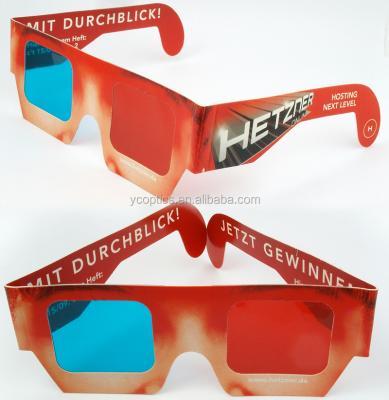 China Custom Paper Red/Cyan, Red/Blue 3D Glasses 3D Video or Movie Watching Size and Design for 3D Image and Movies for sale