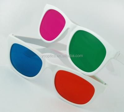 China Watching 3d Movies Shape Plastic Frame Anaglyph 3d Glasses Red / Magenta Cyan / Green Glass for sale