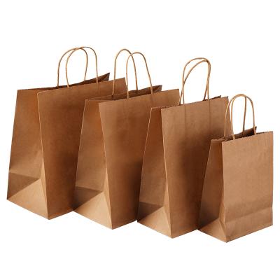 China Recycled Materials 120grs Brown Kraft Paper Bags With Twist Handle Kraft Paper Bags With Logo Custom Shopping Bags for sale