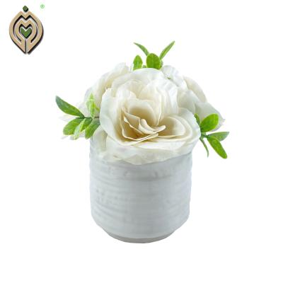 China Natural touch plastic rose plastic flower potted landscape artificial wedding artificial rose potted artificial peony wholesale for sale