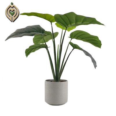 China High Quality Eco-friendly Propeller Shaped Plastic Leaf Foliage With Potted Artificial Tree Taro Alocasia Succulent Bonsai Plant for sale