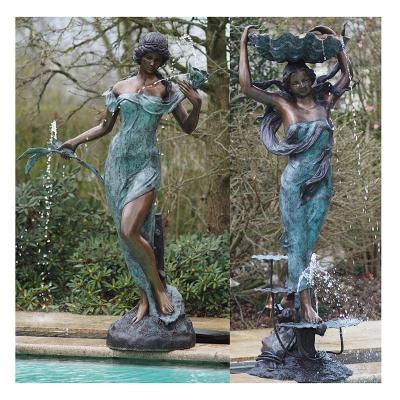 China Indian Europe lady sculpture fountain statue with a water jug for sale