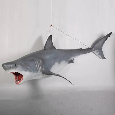 China Customized Home Decor Fiberglass Resin World White Shark Life Size Statue for sale