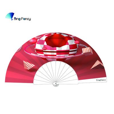 China Representation/Wedding Decoration& Gift/Keepsake/Art& Collectable Color Printed Plastic Handle Paper Folding Hand Fans For Promotion for sale