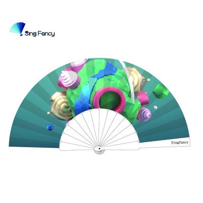 China Representation/Wedding Decoration& Gift/Keepsake/Art& Collectible Rainbow Fan Folding Hand Rave Chinese Decoration Plastic Fan For Party for sale