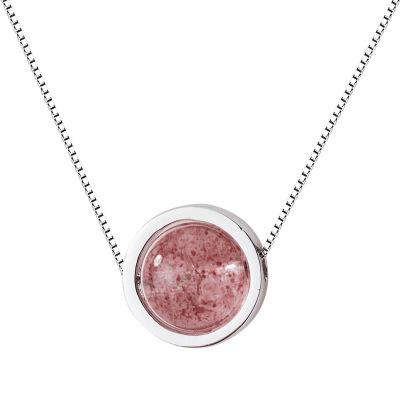 China Fashionable Cute Strawberry Crystal Necklace Jewelry Pendant 925 Sterling Silver Necklace for sale