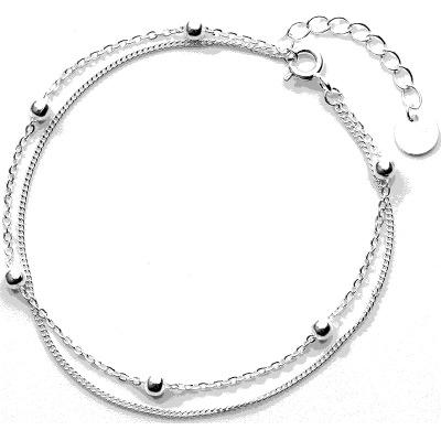 China Fashionable Simple Korean 925 Silver Jewelry Double Layer Chain Bracelets forWomen for sale