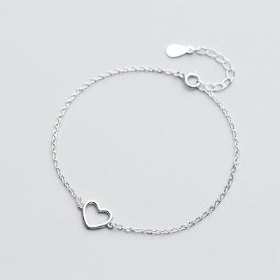 China Trendy Simple Hollow Heart Bracelets Love 925 Silver Jewelry For Gift for sale