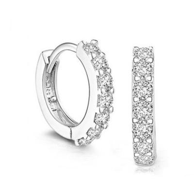 China Vintage 925 Silver White Pavé Crystal Hoop Earrings For Women Jewelery for sale