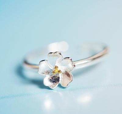 China 925 Sterling Silver Adjustable Rings Korea Flower Opening Ring 925 Sterling Silver Rings for sale