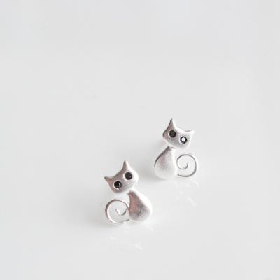 China 925 Sterling Silver Animal Stud Earring 925 Sterling Silver Cat Stud Earrings For Girls for sale