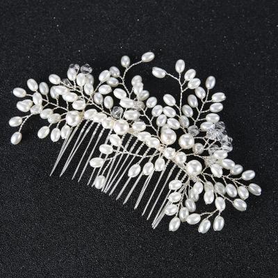 China Hair Decoration Rhinestone With Pearl Gold Hair Combs Bridal Jewelry for sale